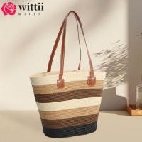 ราคา WITTII กระเป๋าสะพายลายทางสี่เหลี่ยม ดีไซน์ซิป ความจุขนาดใหญ่สำหรับวันหยุด (48902043129)