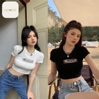 ราคา เสื้อแขนสั้น เสื้อครอปคอกลม ครึ่งตัว ราคาถูก เสื้อผ้าแฟชั่นวัยรุ่น เอวลอย ดีไซน์สุดเท่ห์ ปนเซ็กซี่ เบาๆ (15897345705)