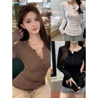ราคา เสื้อคอเปิด กระดุมยาว แขนยาว สำหรับสาวๆ ที่ชอบลุคเซ็กซี่ (54352090486)