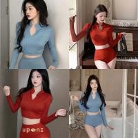 ราคา ชุดว่ายน้ำแฟชั่นสตรี แขนยาว เก็บพุง กันยูวี (43601411879)