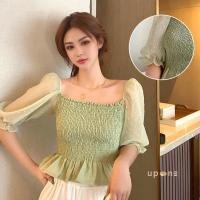 ราคา เสื้อครอปชีฟองแขนตุ๊กตา สั้นน่ารัก ดูดีมีสไตล์ (41358727961)