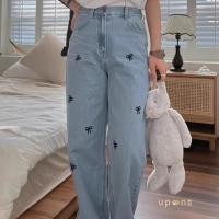 ราคา กางเกงยีนส์ผู้หญิง ขาบาน เอวสูง ปักผีเสื้อสุดน่ารัก (40352202826)