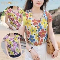 ราคา เสื้อยืดแขนสั้นผ้าไอซ์ซิลค์ สไตล์ลายพิมพ์ใหม่ ขนาดใหญ่ เสื้อ สงกรานต์ ผู้หญิง (29509220888)