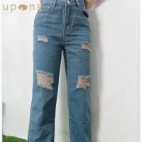 ราคา กางกงยีนส์ผู้หญิง ขายาว พรางหุ่น ขากระบอก เท่ๆ (29250050812)