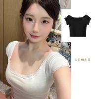 ราคา เสื้อครอปแขนสั้นสีขาว ผ้าลูกไม้ แฟชั่นสไตล์ฝรั่งเศส (29123195294)