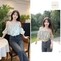 ราคา เสื้อครอปแขนยาวผู้หญิง ลายดอกหวานๆ สำหรับฤดูร้อน (28473556455)