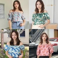 ราคา เสื้อครอปลายดอกไม้แขนสั้น ใส่สบายสำหรับวันพักผ่อน (28469794922)
