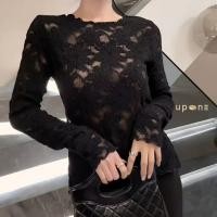 ราคา เสื้อแขนยาวซีทรูลูกไม้ คอปิด ดีไซน์ฉลุสวย (27536975227)