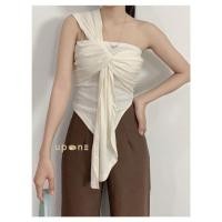 ราคา เสื้อเกาะอก ดีไซล์ไหล่เดี่ยว จีบรอบตัว กางเกงขายาว (26139401077)