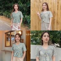 ราคา เสื้อครอปแขนสั้นลายดอกไม้ สไตล์แฟชั่นเกาหลี ใส่สบาย (26021550350)