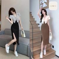 ราคา เดรสผ่าข้างสูง กระโปรงยาวทรงสวยมาก สไตล์ เกาหลี (25702116454)