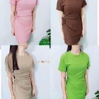 ราคา เดรสสั้นคอกลมผ้าร่อง สีพื้น ผ้าใส่สบาย ใส่เที่ยวคาเฟ่เก๋ๆ (25613232876)