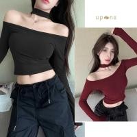 ราคา ครอปปาดไหล่ เสื้อครอป ผ้าฝ้ายร่อง เสื้อโชว์เนิน มีสายคล้องคอ เซ็กซี่เบาๆ (24513574978)