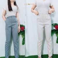 ราคา กางเกงขายาวผู้หญิง สีพื้น ใส่ทำงานได้ กางเกงทรงบอย กระบอกเล็ก8ส่วน เอวสูง (24462619002)