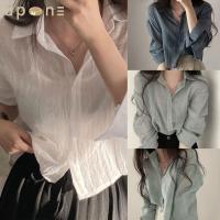 ราคา สื้อเชิ้ตกันแดด คอแบะกระดุมหน้า จับจีบแขนยาวแบบบางชิคๆ ใส่ช่วงฤดูร้อน (24120197581)