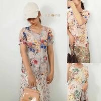 ราคา เสื้อคอเหลี่ยมแขนตุ๊กตาลายดอกไม้ สไตล์เกาหลี เสื้อ สงกรานต์ ผู้หญิง (23462671489)