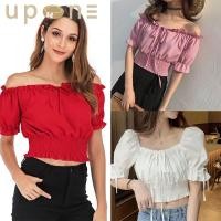 ราคา ผ้านิ่มยืด ใส่สบายมาก ครอปทรงสวย เสื้อครอป จั้มเอว ทรงสลิมสไตล์เกาหลี เสื้อครอปเปิดไหล่ (23321857991)