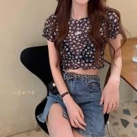 ราคา เสื้อครอปสั้นแบบบางเซ็กซี่ เข้ารูป ลายดอกไม้ และดอกเดซี่ (23085521163)