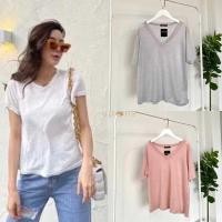ราคา เสื้อยืดสีพื้น คอวี เกรดพรีเมี่ยม แห้งไว ไม่หดย้วย (23061374823)