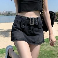 ราคา กระโปรงเอวสูงมีสีดำผ้ายีนส์ สั้นสไตล์วินเทจ (22128655459)