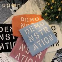 ราคา พร้อมส่ง เสื้อยืดทรงหลวมใส่อยู่บ้าน เสื้อยืดสีพื้นลายสกรีนตัวอักษรเท่ห์ๆ เสื้อยืดแขนสั้น มีหลายสัให้เลือก (20774647467)