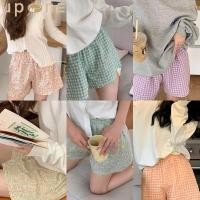 ราคา กางเกงขาสั้น สไตล์มินิมอล กางเกงขาสั้น กางเกงลายสก็อต เอวสม็อค ลายดอกพร้อมส่ง (15995562258)