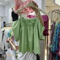 ราคา เสื้อผ้าแฟชั่นสายเดี่ยวสุดฮิต เสื้อทรงหลวม ดีไซน์เก๋ไก๋ เสื้อปาดไหล่สีพื้น (15496617099)
