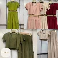 ราคา ชุดเซ็ตเสื้อครอปแขนสั้น กางเกงคาร์โก้เท่ๆ แฟชั่นผู้หญิง (13899338992)