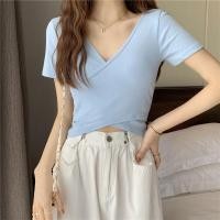 ราคา เสื้อยืดคอวีสไตล์เกาหลีเนื้อผ้าดีสินค้าพร้อมส (13498150031)