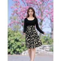 ราคา ชุดเดรสสตรี ใหม่ล่าสุด ลายเสือดาวสีดำเพิ่มเสน่ห์ (58001771069)