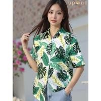 ราคา เสื้อเชิ้ตลายใบไม้ คอปก ลายดอกไม้ เสื้อฮาวาย เสื้อสำหรับไปชายหาด (44552032138)