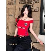 ราคา เสื้อครอปแขนพอง คอกว้าง ยางยืดดี สีสด (43568984546)