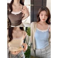 ราคา เสื้อสายเดี่ยว ขอบลูกไม้ รัดรูป สไตล์สาวมั่น (43162412147)