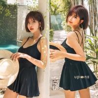 ราคา ชุดว่ายน้ำหญิง สีดำไขว้หลัง เก็บพุง อกเล็กดูม (41951400556)