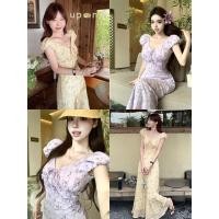 ราคา เดรสหวานๆ เดรสคอวีลายดอก สไตล์ไม่ซ้ำใคร (41461659182)