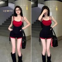 ราคา ชุดสายเดี่ยวผู้หญิง ตัดสีเก๋ ใส่แล้วหุ่นดี (40957304365)