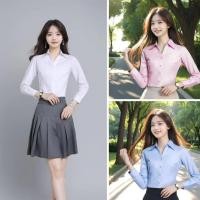 ราคา เสื้อแขนยาวผู้หญิง เสื้อทำงาน สีสันสุภาพใส่แล้วดูดีมีสไตล์ (29156095154)