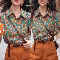 ราคา เสื้อเชิ้ตผู้หญิงวินเทจ แขนสั้น ลายดอกคลาสสิก (28084455193)