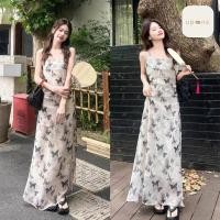 ราคา ชุดเดรสลายผีเสื้อ สายเดี่ยว สไตล์ฝรั่งเศส ใหม่ล่าสุด (27759445550)