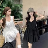 ราคา เดรสสไตล์หวาน เดรสแขนกุดแฟชั่น ลายจีบ (28088452112)