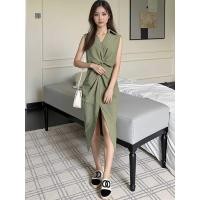 ราคา ชุดเดรสแขนกุด คอปาด สไตล์เกาหลี (45852389607)