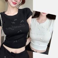 ราคา เสื้อยืดแขนสั้นปักลายโบว์หวานๆ สไตล์สาวหวาน (43600012302)