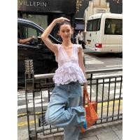 ราคา สดฤดูร้อนหลวมลูกไม้สลิงลูกไม้สีขาวรูปแบบใหม่เสื้อกั๊กด้านบนหูขอบแขนกุดสวมใส่ด้านนอกการออกแบบ (28136387955)