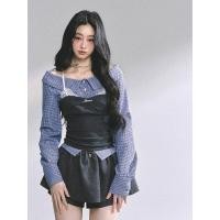 ราคา เสื้อยืดลายสก๊อตสไตล์เกาหลีและกระโปรงทรงเอบุค่ะ (50000539147)