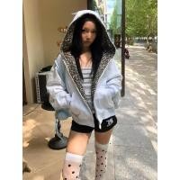 ราคา แจ็คเก็ตเสื้อกันหนาวผู้หญิงสไตล์ใหม่ ลายพิมพ์เสือดาวพร้อมหูคลุมด้วยผ้า เหมาะสำหรับฤดูใบไม้ร่วงและฤดูหนาว (40423410663)