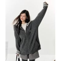 ราคา แจ็คเก็ตผ้าถักแขนยาวสีเทาสำหรับผู้หญิง สไตล์ทหารเรือ เหมาะสมกับอากาศในฤดูใบไม้ร่วง (43671712779)