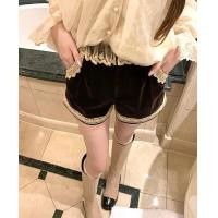 ราคา กางเกงขาสั้นผู้หญิง แบบฝรั่งเศสรหัสลูกไม้ กำมะหยี่ สำหรับฤดูใบไม้ร่วง กางเกงขาบานเอวสูง (41275047597)