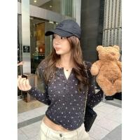 ราคา เสื้อยืดแขนยาวปักลายดอกไม้ ฟิตพอดีตัว พร้อมปกหุบๆ เหมาะสำหรับผู้หญิง (46800076018)