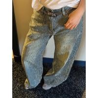 ราคา เกาหลีออกแบบร้อนเพชรกางเกงยีนส์ผู้หญิงสีอ่อนย้อนยุคตรงหลวมขากว้างกางเกงขากว้างกางเกง (42151455368)