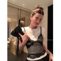 ราคา เสื้อยืดแขนสั้นสองชิ้นปลอมลูกไม้สีขาวและสีดําแฟชั่น (42653093470)